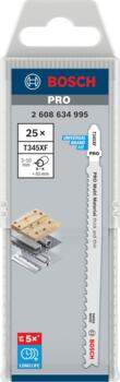 25 figūrzāģa asmeņi T 345 XF (Progressor), Figūrzāģiem PRO MULTI MATERIAL THICK AND THIN T345XF FIGŪRZĀĢA ASMENS, 2608634995, BOSCH (2608634995)