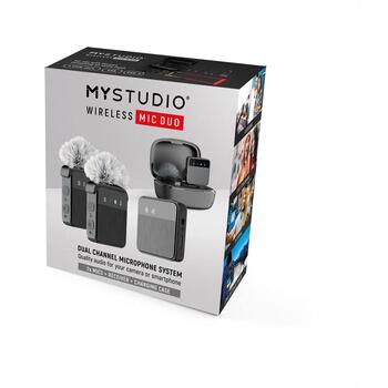 Easypix MyStudio Беспроводной Микрофон Дуо 62022, 2 канала, 2,4 ГГц, 150 м, 100 дБ SPL, 48KHz/16bit, USB-C (62022)