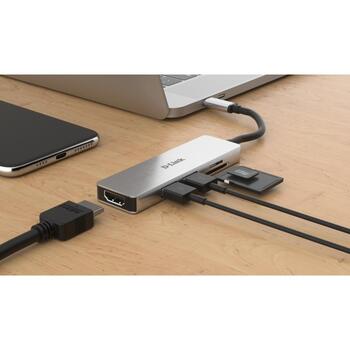 D-Link док-станция DUB-M530, USB-C, 2x USB 3.0, HDMI 1.4, 4K Ultra HD, 5 Гбит/с, SD/microSD картридер, алюминий (DUB-M530)