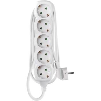 Emos Удлинитель P0521R, 1,5м, 5x2P+PE, белый, PVC, 3680W, защита от детей (P0521R)