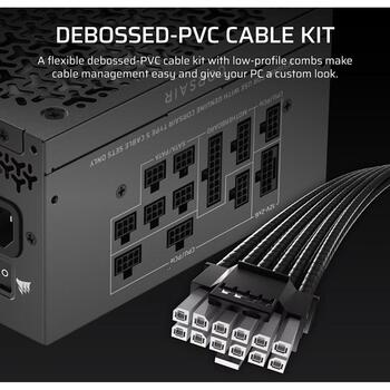 Corsair barošanas bloks RM1000x SHIFT CP-9020300-EU, 1000W, 140mm ventilators, Cybenetics Gold, ATX12V 3.1, PCIe 5.1 (CP-9020300-EU)