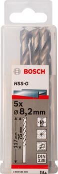 HSS-G urbji metālam 8,2mm 5gab., Urbjmašīnām/skrūvgriežiem PRO METAL HSS-G STANDARTA SPIRĀLVEIDA URBJA GARUMS, 2608585509, BOSCH (2608585509)