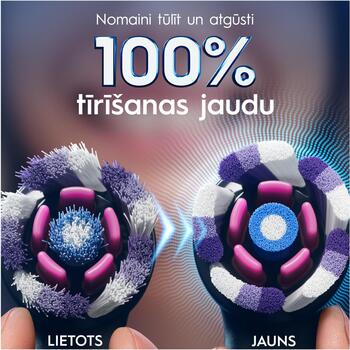 Oral-B elektriskās zobu birstes galviņa iO Whitening Black 4, 4 gab, melna, pieaugušajiem, vidēja cietība, balinoša, pulējoša (iO refill Whitening Black 4)