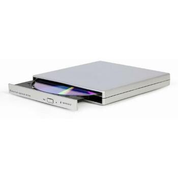 Gembird DVD записывающее устройство DVD-USB-021-SV, USB 2.0, 24x запись CD, 8x запись DVD, серебристый, тихая работа (DVD-USB-021-SV)