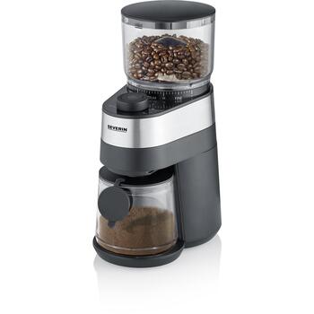 Severin Кофемолка KM 3880, 140W, 240g, 130g контейнер, 30 уровней помола, автоматическое отключение, черный, нержавеющая сталь (KM 3880)