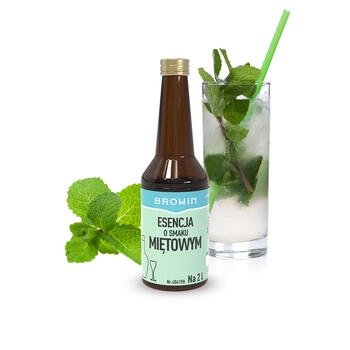 Browin MINT esence 404190, 40ml, 2L dzērienam, 10ml porcijas, 80-110g cukura, glicerīns, krāsvielas (404190)