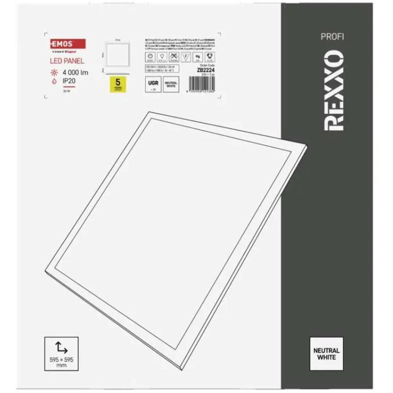 Emos LED панель REXXO ZB2224, 595×595×24 мм, 36 Вт, 4000 лм, UGR < 19, IP20, 50 000 ч, встраиваемый (ZB2224)