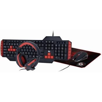Gembird klaviatūra USB spēļu komplekts GGS-UMG4-02, 104 taustiņi, 1.8 m kabelis, melna, 6 pogas, austiņas iekļautas (GGS-UMG4-02)