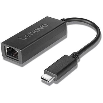 Lenovo USB-C к Ethernet адаптер 4X90S91831, 1x Gigabit Ethernet, 1 Gbps, черный, проводное соединение (4X90S91831)