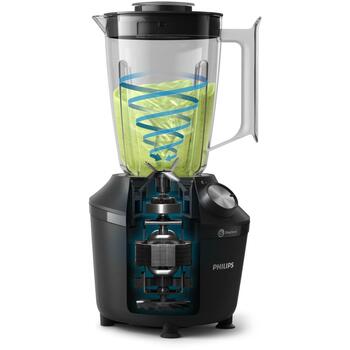 Philips Настольный блендер HR2191/01, 600 Вт, 2 л, 1,25 л эффективная емкость, 2 скорости, Пульс, Нержавеющие лезвия (HR2191/01)