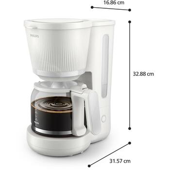 Philips Кофеварка HD7411/00, Мощность 1080 Вт, Объем резервуара для воды 1.25 Л, Вместимость 10 чашек, Дисплей TFT, Цвет Белый (HD7411/00)