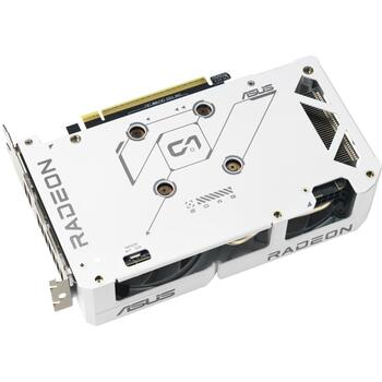 Asus Video karte DUAL-RX9060XT-16G-WH 16GB GDDR6, PCIe 5.0, 2.5 slot, 2 ventilatori, HDMI 1, DisplayPort 2, aktīvā dzesēšana (DUAL-RX9060XT-16G-WH)