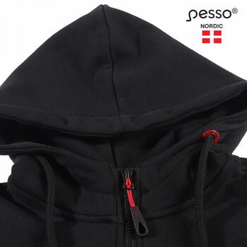 Pesso Jaka ar kapuci TURIN_BL-3XL, 3XL, melna, 65% kokvilna, 35% poliesteris, 300 g/m², rāvējslēdzējs, regulējama kapuce (TURIN_BL-3XL)