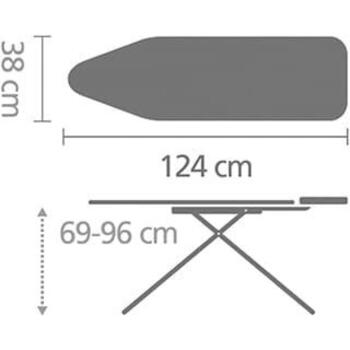 Brabantia gludināmais dēlis 134265, 124x38cm, 69-96cm, tvaika gludekļiem, Denim Blue (134265)