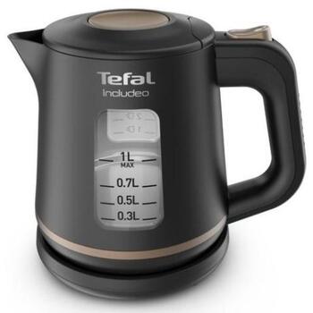 Tefal KI533811 Электрический чайник, 2400 W, 1 L, пластик, 360° поворотная база, черный (KI533811)