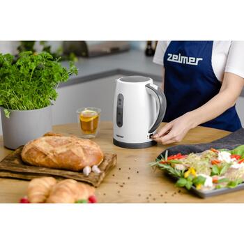 Zelmer Электрический чайник ZCK7619 71505664P, 2200W, 1.7l, белый, автоматическое отключение, 360° поворотная база (71505664P)