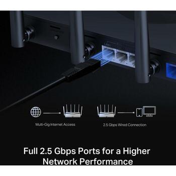 Mercusys беспроводной маршрутизатор MR47BE, 9300 Mbit/s, 4 порта, Три диапазона (2.4 GHz / 5 GHz / 6 GHz), 6 антенн, WPA3 (MR47BE)