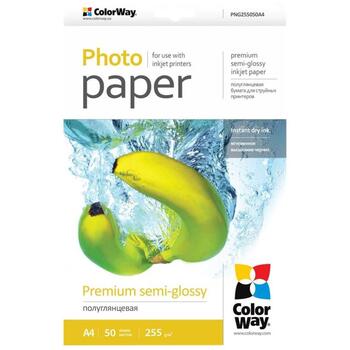 Colorway Фотобумага PNG255050A4, A4, 255 г/м², 50 листов, премиум, полуглянцевая, струйная, полиэстер (PNG255050A4)