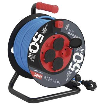 Emos Кабельная катушка с мобильным центром P08650W, 50 м, 4, 230 В, 16 А, IP44, PVC, 1,5 мм², 7 800 г (P08650W)