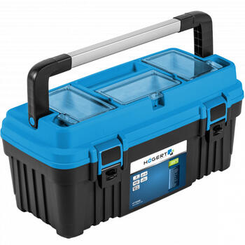 Hogert HT7G066 instrumentu kaste, 25kg, 586x296x305mm, ABS, zila/melna, OPTIMA, salokāms alumīnija rokturis, 2 slēdzenes (HT7G066)