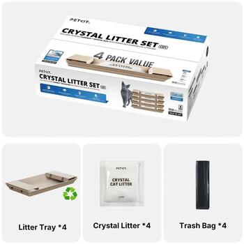 Petkit Crystal Litter Purobot Crystal Duo CR1, 4 maisi, 11kg, 4 paplātes, 4 atkritumu maisi (CR1 Crystal Litter)