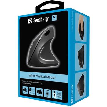 Sandberg 630-14 Vadu Vertikālā Pele, 2400 DPI, 6 pogas, USB Type-A, 1,5 m kabelis, Ergonomisks dizains, Melns (630-14)
