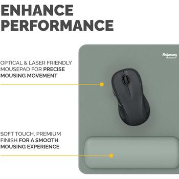 Fellowes Breyta peles paliktnis ar plaukstas atbalstu 100142558, 240mm, 200mm, 17.5mm, salvija, ergonomisks, antibakteriāls (100142558)