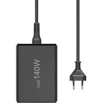 Hama 00201978 зарядная станция, 3xUSB-C/2xUSB-A, 140 Вт, GaN, PD/QC, 1.5 м, черный (00201978)
