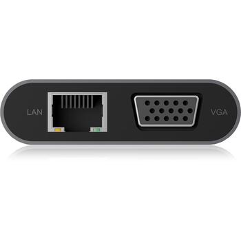 Raidsonic док-станция IB-DK4040-CPD, USB-C, HDMI 3840x2160@30Hz, VGA 1920x1080@60Hz, 3x USB 3.0 Type-A 5Gbps (IB-DK4040-CPD)