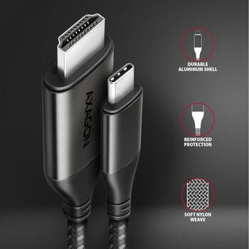 Axagon USB-C к HDMI кабель RVC-HI2MC, 1.8m, 4K/60Hz HDR10, USB Type-C, HDMI 2.1a, 70g, 48x21x10mm (RVC-HI2MC)