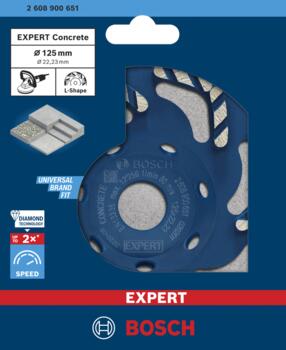 Dimanta kausveida disks 125 x 22.23 mm, Concrete, Betona slīpmašīnām EXPERT CONCRETE GRINDING HEAD, 2608900651, BOSCH (2608900651)