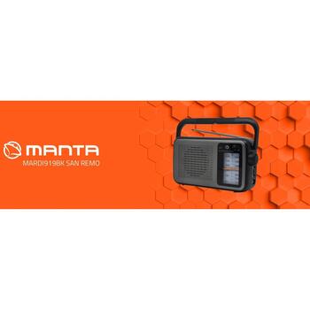 Manta Портативное радио MARDI919BK, 230V, 0.5kg, FM/AM, USB-C, разъем для наушников, телескопическая антенна (MARDI919BK)