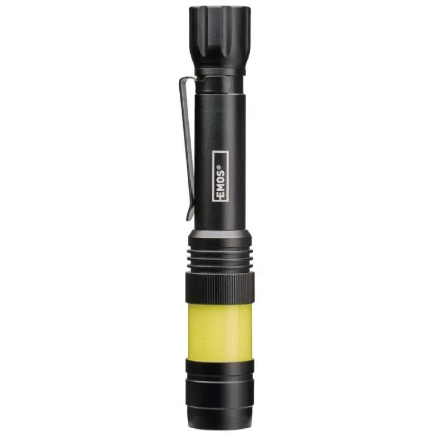Emos 360° COB LED металлический фонарик P3112, 270 lm, 2x AA, 108 г, черный, алюминий, IP44, 5 режимов (P3112)