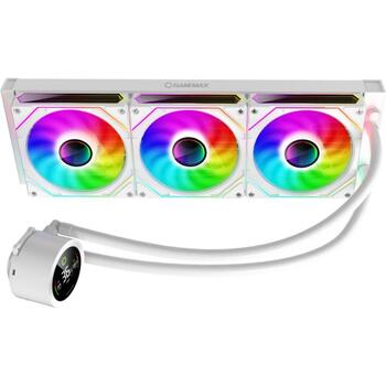 Gamemax procesora šķidruma dzesētājs ICEBURG 360 DIGITAL WH, 58.8 cfm, 800-1800 rpm, ARGB LED apgaismojums, TDP līdz 290W (ICEBURG 360 DIGITAL WH)