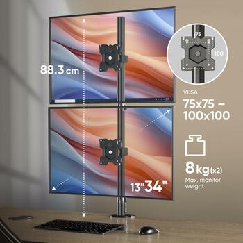 Onkron настенный крепеж для монитора D208E-B, 13-34 дюйма, максимальная нагрузка 16 кг, VESA 75x75, 100x100 мм (D208E-B)