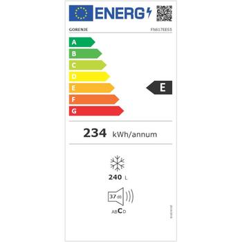 Gorenje Морозильник FN617EES5, 240L, 172см, Класс энергии E, No Frost, LED дисплей, Отдельностоящий, Нержавеющая сталь (FN617EES5)