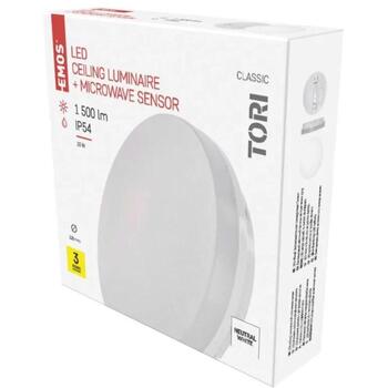 Emos LED светильник TORI ZM4328, 15 W, 1500 lm, нейтральный белый, IP54, датчик движения, срок службы 30 000 часов (ZM4328)