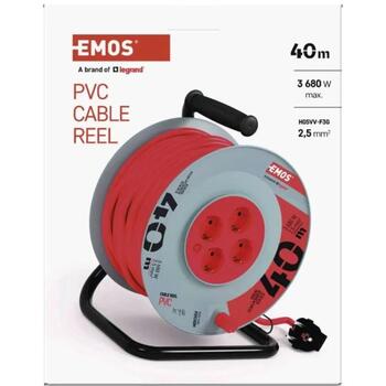 Emos Удлинитель P09240M, 40 м, 4 розетки, 230 В, 16 А, PVC, IP20, защита от детей, термозащита (P09240M)