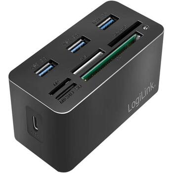 Logilink CR0046 док-станция для ноутбука, USB-C 3.2 Gen 1, 8-в-1, 3x USB-A 3.0, 1x USB-C, SD/microSD/M2/MS/CF, 5 Гбит/с, черная (CR0046)