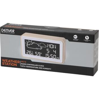 Denver Метеостанция WS-72 117160000090, 21см, 11.4см, 5см, LCD, 3xAAA, 2xUSB, датчик влажности, часы, будильник (117160000090)