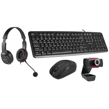 Tracer Multi Office TRAKLA46695, набор 4в1, USB, черный, мембранная клавиатура, мышь, HD-камера, гарнитура, 1.5м (TRAKLA46695)