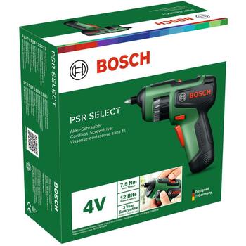 Bosch PSR Select 4V bezvadu skrūvgriezis 0603977100, 2x2,0Ah, USB, 210 apgr./min, 7,5 Nm, 1/4
