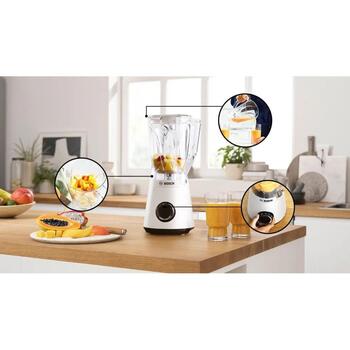 Bosch Настольный блендер MMB6141W, 1200 Вт, 1,5 Л, Tritan чаша, белый, 2 скорости, функция пульсации (MMB6141W)