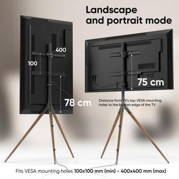 Onkron televizora statīvs TS1220-B, 32-65'', 35 kg, VESA 100x100-400x400 mm, augstuma regulēšana 700-1200 mm, 360° pagrieziens (TS1220-B)