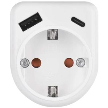 Emos Адаптер P0075, 1×, 1×USB-A 5V/2,4A/12W, 1×USB-C 5V/3A/15W, 3680W, IP20, защита от детей (P0075)