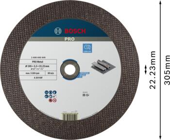 Lielām leņķa slīpmašīnām ar fiksācijas uzgriezni PRO METAL GRIEZĒJDISKS, 2608600649 BOSCH (2608600649)