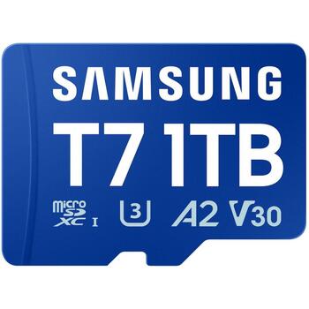 Samsung microSD карта, T7, MB-MB1T0T/WW, 1TB, 170MB/s, UHS-I, V30, A2, водонепроницаемая, термостойкая, рентгенозащитная (MB-MB1T0T/WW)