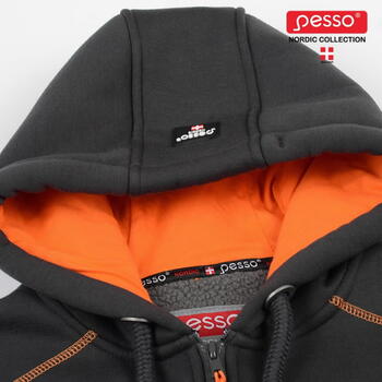 Pesso Portland jaka ar kapuci, 2XL, tumši pelēka, 420 g/m², 65% poliesteris, 35% kokvilna, flīsa odere, 2 kabatas (PORTLAND_P-2XL)