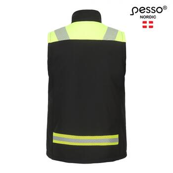 Pesso Vesta софтшелл жилет VESTA-XL, черный/желтый, XL, 310 г/м², 96% полиэстер/4% спандекс, водоотталкивающий, ветрозащитный (VESTA-XL)