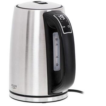 Adler электрический чайник AD 1340, 1,7 L, 2200 W, нержавеющая сталь, ЖК-дисплей, 360° поворотная база (AD 1340)